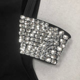 crystal embellished One-Sleeve Cut-Out Maxi Dress in black