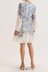 Chelsea Floral print Mini Dress in Ivory