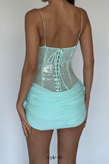 molly Sequin chiffon Mini Dress in mint