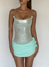 molly Sequin chiffon Mini Dress in mint
