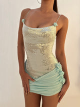 molly Sequin chiffon Mini Dress in mint