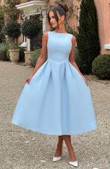 Clarabella sleeveless Midi Dress in white