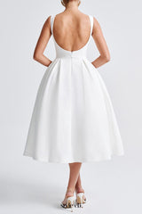 Clarabella sleeveless Midi Dress in white