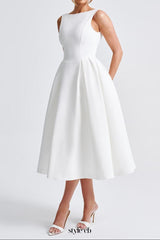 Clarabella sleeveless Midi Dress in white