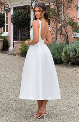 Clarabella sleeveless Midi Dress in white