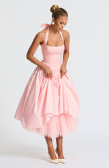 Cressida backless puffy Midi Dress - Blush