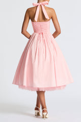 Cressida backless puffy Midi Dress - Blush
