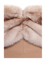 Turmeric Off Shoulder Fur Trim Mini Dress