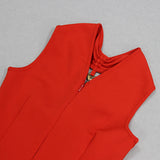 CUT OUT KNIT BANDAGE MIDI DRESS IN RED