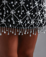 mary Black Sleeveless mini Dress with Crystals