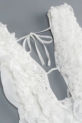 charlotte Pleat Ruffle Maxi Dress in white