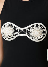 carol black crochet bra cotton tank midi dress