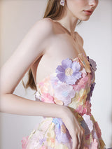 anna floral embroidery midi dress in pastel pink