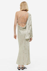 Jacquard-Weave One-Shoulder Dress