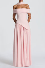 dorothy off-shoulder high slit Maxi Dress - blush
