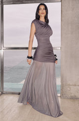 eileen ruched sleeveless Maxi Dress - Charcoal
