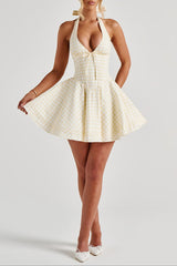 Doris Mini Dress - Lemon Gingham