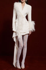 amelia Feather blazer in white