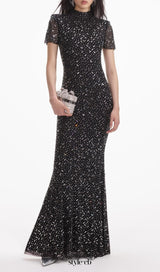 tiffany Crystal embellished Maxi Dress in black