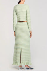 Rhinestone knit maxi skirt in Almond Green