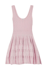 ribbed pointelle knit mini dress in pink