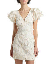 Butterfly Appliqué Mini dress in cream