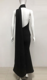 Emily Diamond Flower Bandage Maxi Dress in Black