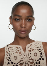 georgia cotton crochet midi dress in apricot