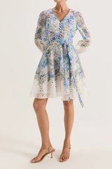 Chelsea Floral print Mini Dress in Ivory