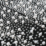 pearl embellished v-neck maxi dress in black