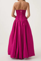 nancy Bubble Hem Maxi Dress in rose red
