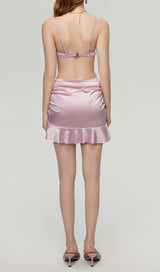 Drexel Pink Ruched Three-Piece Swimsuit