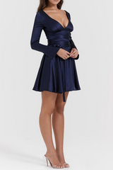plunge v-neck mini dress in navy