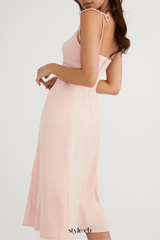 blush slit midi sun dress