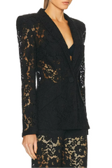 elvira v-neck Lace Blazer set in black