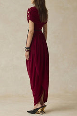 cecilia Cocoon Gathering Maxi Dress in wine