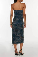 Mesh Strapless Midi Dress