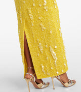 kelly beaded sequined sleeveless maxi dress in yellow