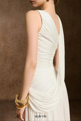 leona A-line Asymmetric Neck Spandex Ankle Length Dress