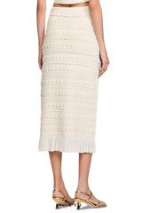 Crochet Trim Knit Skirt in ecru