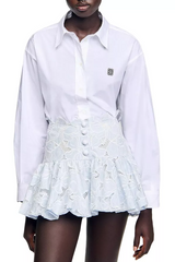 Lace Flower Embroidery mini skirt in Sky Blue