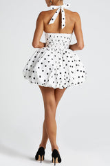 Maricia Mini Dress - Black Polka Dot Print