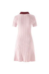 christine Pink Contrast Collar Knit Mini Dress
