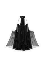 erica Halter Neck Lace-Up Backless Mini Dress - black