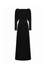 beryl pleated Knitted Fabric Maxi Dress in black