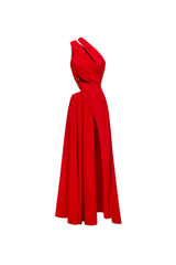 atalanta High Slit Hollowed-out Maxi Dress in red