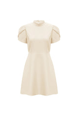 basia Petal Sleeve Cut Out Bow Mini Dress in white