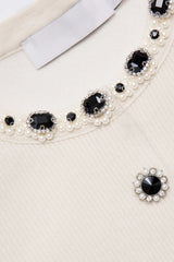 virginia Cream Embellished Cardigan skirt set