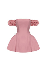 sherry Flower strapless puffy mini dress in pink