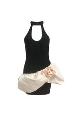 lyuba 3D Flower Contrast Color Bandage Mini Dress